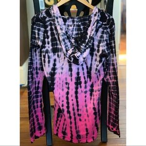 Pink and Black Tie Dye Yoga Hoodie